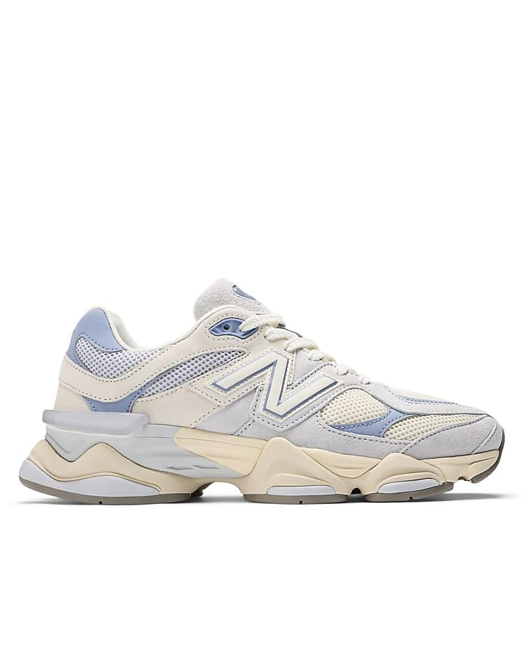 Изображение 1 New Balance 9060 Кроссовки унисекс серые с фиолетовыми деталями, массивные кроссовки для повседневной носки