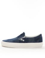 Vans Classic Slip-On кеды мужские деним в клетку, кроссовки без шнурков для повседневной носки