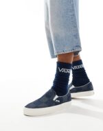 Vans Classic Slip-On кеды мужские деним в клетку, кроссовки без шнурков для повседневной носки